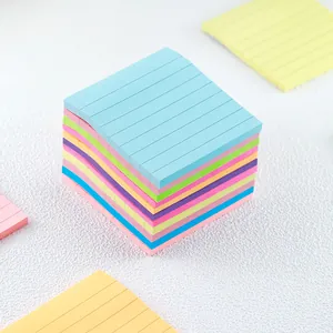 Multicolor lined sticky notes for office and school supplies in a decorative stacked set