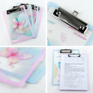 Leuke vlinder acryl klembord set voor documenten in zachte roze en blauwe tinten