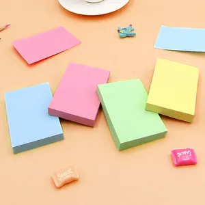 Colorful thick sticky notes set in pastel pink blue green yellow for office