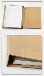 Makrodetail des dicken Rückens und der abnehmbaren Seiten eines Kraftpapiere-Albums.