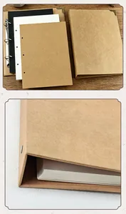Detalle de primer plano de un álbum de fotos B5 de papel kraft con hojas sueltas