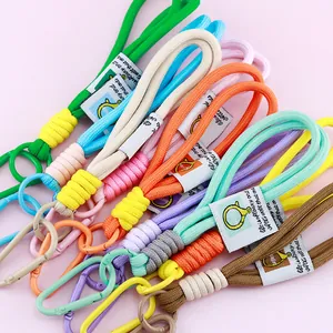 Set of colorful nylon braided keychain lanyards with durable carabiner clips for bags