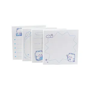 Set of four cute cartoon bear sticky notes kawaii memo pads for student stationery
