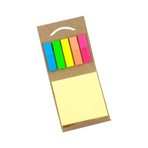 Colorful sticky note set in a recycled kraft paper folder for office and school