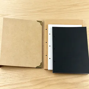 Álbum de fotos A5 de papel Kraft DIY con hojas sueltas y esquineras metálicas
