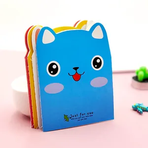 Cute cartoon cat-shaped pocket notebook for students memo and notes