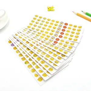 Set of 12 sheets with 660 mini emoji stickers for phone diary and planner decoration