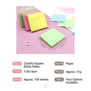 Juego de notas adhesivas cuadradas de colores 100 hojas 7,6x7,6 cm para oficina y hogar