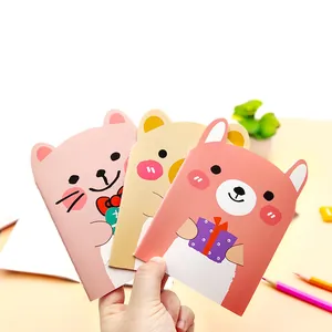 Set of three cute cartoon bear portable notebooks for students, creative stationery gift