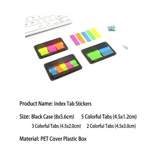 Fluorescent pop-up index sticky notes in a portable black protective case.