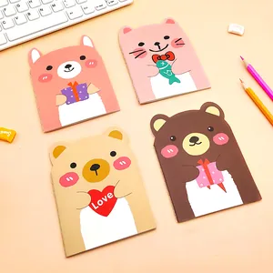 Set of cute cartoon animal-shaped notebooks featuring bear and cat designs for students