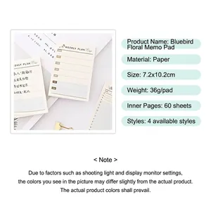 Blocco note settimanale floreale per programmi e liste, carta 7.2x10.2cm
