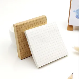 Note adesive quadrate in carta kraft e bianca con griglia per ufficio e per la scuola