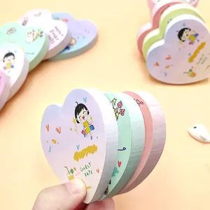 Creative Heart Shaped Sticky Notes Morandi Gradient Hand Drawn Cartoon Memo Pad Self Adhesive Reminder Stationery Office School Supplies