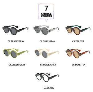 Sélection de sept variantes de couleurs pour lunettes de soleil rondes steampunk