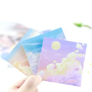 Aesthetic oil painting style sticky notes with sky and clouds landscape design