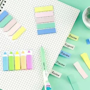 PET Morandi Colored Index Tabs Translucent Waterproof Sticky Notes Arrow Pencil Shape Page Marker Labels For School Office Stationery