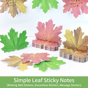 Realistic Maple Leaf Shaped Sticky Notes Decorative Botanical Leaf Memo Pads For Office School Home Natural Color Paper Note Stickers
