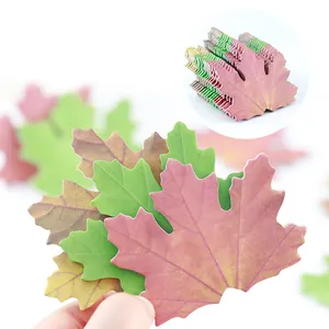 Maple leaf shaped decorative sticky notes with realistic autumn textures and colors