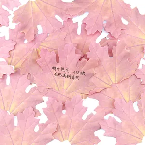 Decorative maple leaf shaped sticky notes for messages and scrapbooking in pink