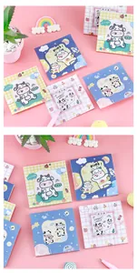 Detailed view of cute cow pattern sticky notes for stationery and memo writing