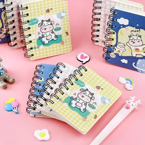 Cute Cartoon Cow Mini Spiral Notebook Portable Pocket Memo Pad For Students Office Stationery Daily Note Taking Writing