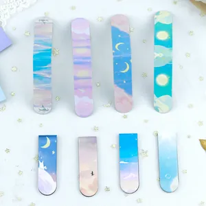 Magnetic starry sky bookmarks set with dreamy oil painting patterns for books