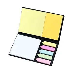 Professionele multicolor memoblokjes set met index tabs in een stijlvolle zwarte hoes