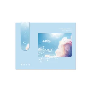 Creative starry sky magnetic bookmark with dreamy oil painting cloud design on blue backing