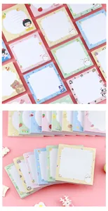 Close-up of cute cartoon sticky notes with various grid and lined designs