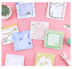 Collection of cute cartoon memo pads with various artistic sticky note designs for students