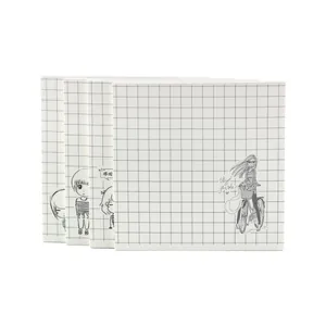Lot de quatre blocs de notes autocollantes carrées à carreaux avec illustrations de filles