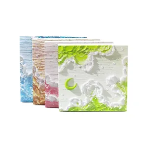 Set of four textured impasto oil painting sticky note pads with scenic landscape art designs