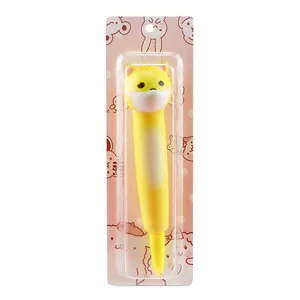 Cute yellow cat squishy decompression neutral pen for stress relief in retail packaging