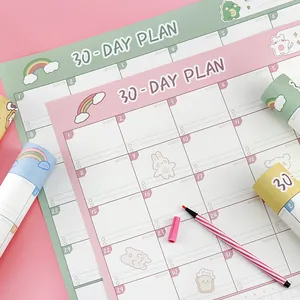 Cute 30-day monthly plan schedule sheet for student study time management.