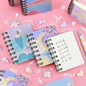 A7 mini pocket notebook featuring starry sky oil painting cover and blank inner pages