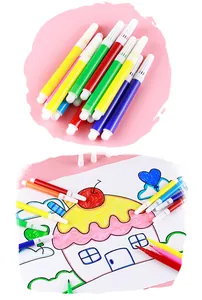 Vibrant mini watercolor markers for kids shown with a colorful house drawing for art