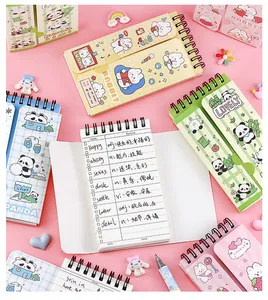 Interior detail of a portable cartoon panda vocabulary notebook with word list