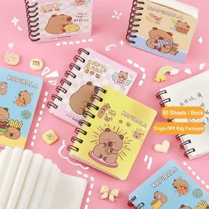 Cute Cartoon Capybara Mini Spiral Notebook Portable Pocket Journal Blank Pages Kawaii Animal Daily Note Book Student Stationery Gift