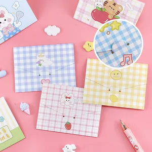 Linda tarjeta de felicitación de conejo con sobres de cuadros para regalos escolares