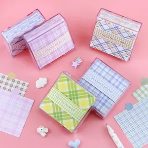 Esthetische ruitjesnotitieblokken van 200 vellen in transparante doos voor scrapbooking