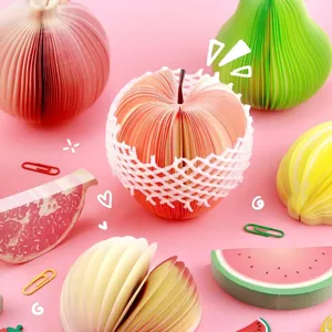 Creatieve 3D-memoblaadjes in fruitvorm in Koreaanse stijl met appel- en peerontwerpen