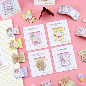 Creative cartoon animal magnetic bookmarks set with cute rabbit and bear for students