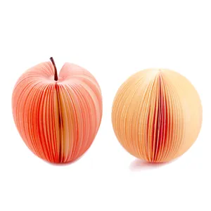 Creatieve 3D fruitvormige papieren memo-notitieblaadjes, appel en peer voor bureau