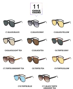Lunettes de soleil aviateur à double pont vintage en 11 coloris tendance chic
