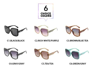 Vue détaillée de 6 couleurs disponibles pour lunettes de soleil rétro à monture large