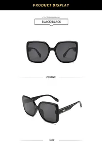 Vues de face et de côté de lunettes de soleil rétro noires avec détail d'étoile