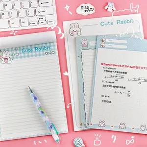 Cute Cartoon Rabbit Bear A5 Notepad Memo Pad Grid Lined Pages For Students School Office Writing Stationery 30 Sheets Portable Paper