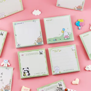 Juego de notas adhesivas de animales de dibujos animados con lindos pandas y conejitos