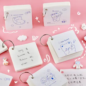 Creative Cartoon White Bear Ring Binder Mini Notebook Portable Student Word Memo Pad For School Reward Office Stationery